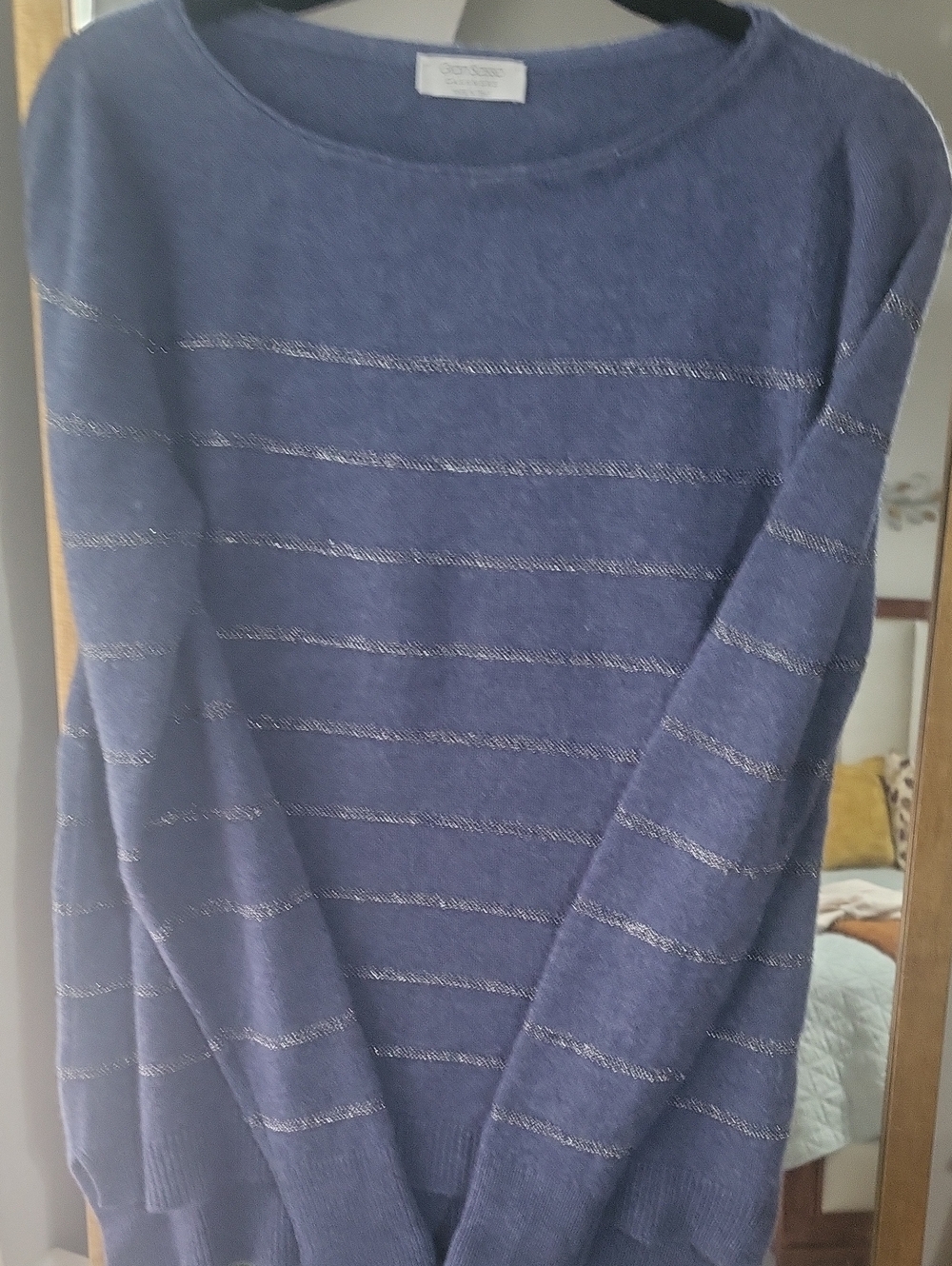 NWOT Gran Sasso 100% Cashmere With Metallic Striping